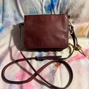 Fossil Rich Burgundy Leather Crossbody Bag